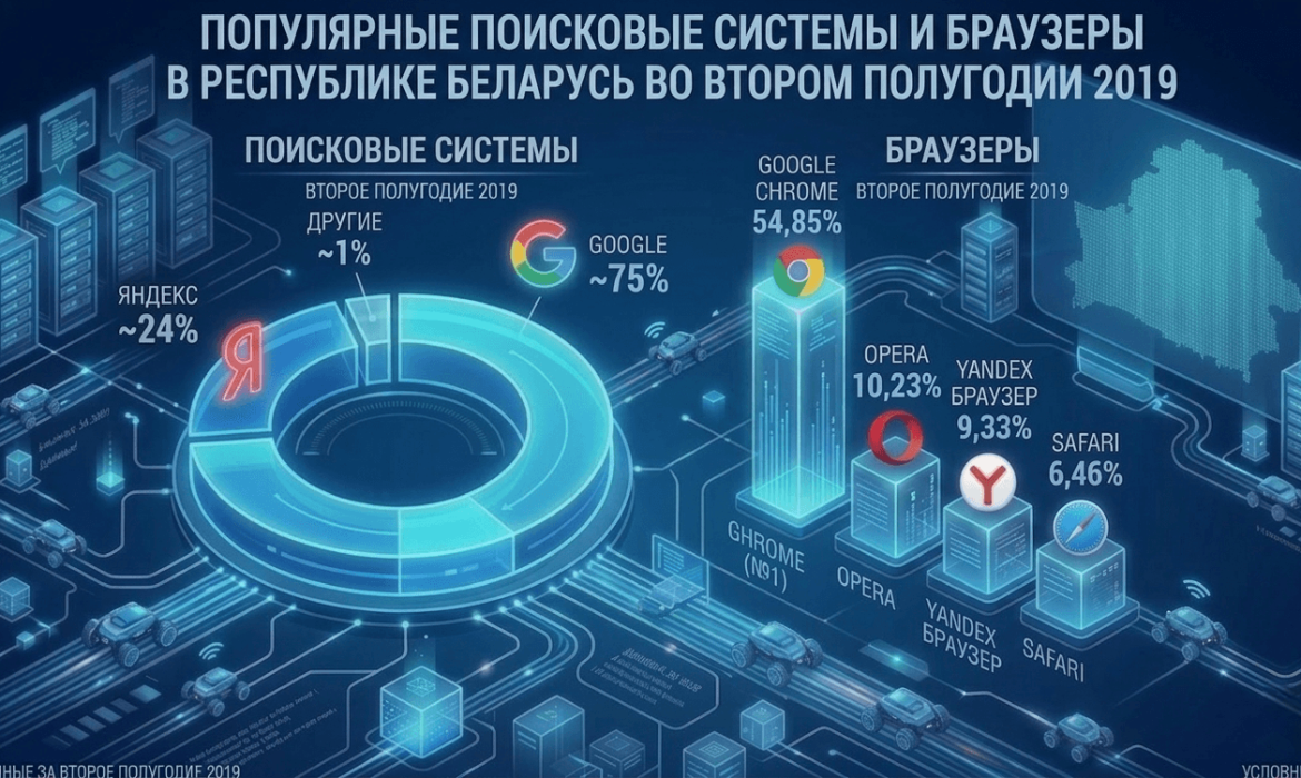 Популярные поисковые системы и браузеры во 2 полугодии 2019 года в Беларуси