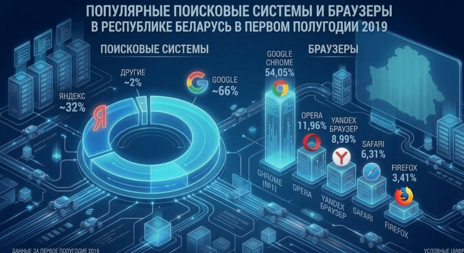 Популярные поисковики и браузеры в Беларуси: первое полугодие 2019 года