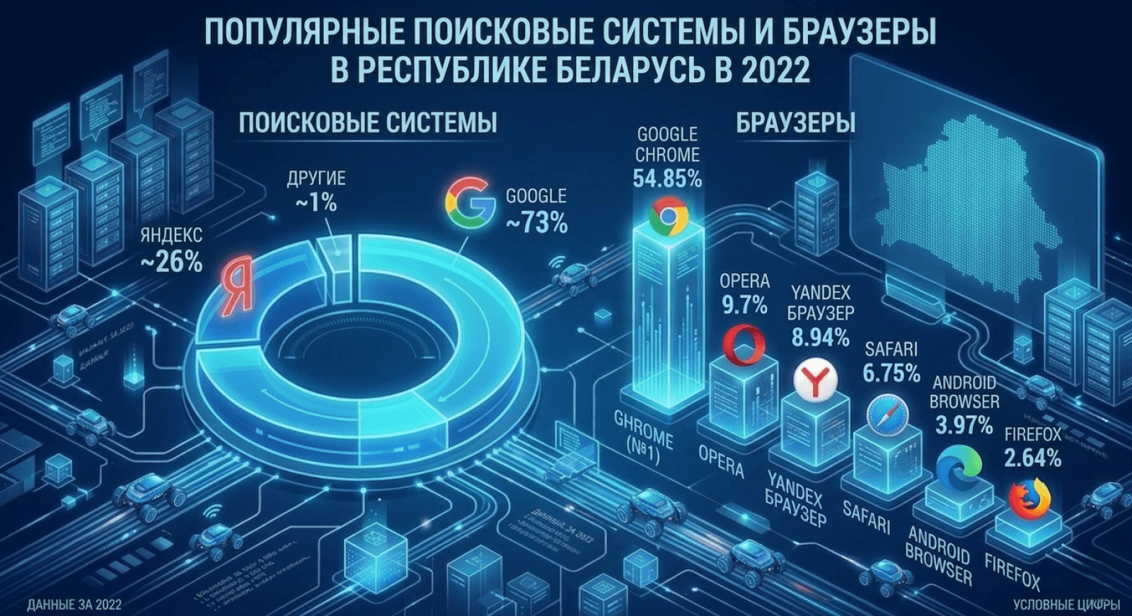 Популярные поисковые системы и браузеры в Беларуси: первое полугодие 2022 года