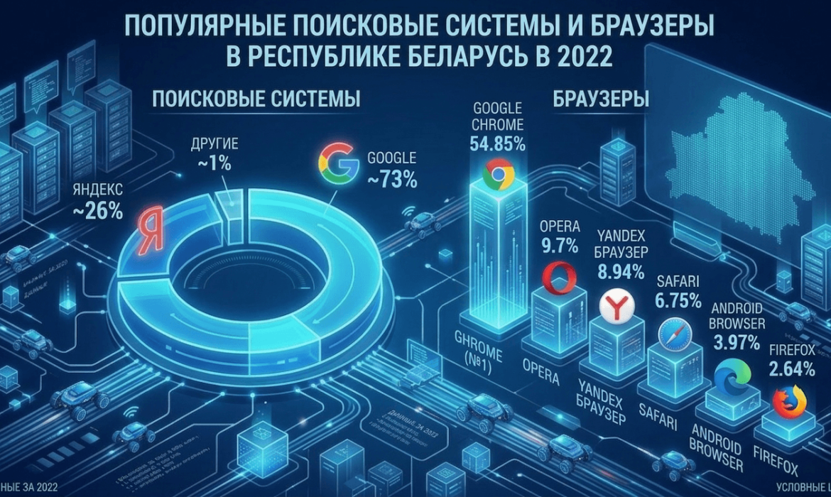 Популярные поисковые системы и браузеры в Беларуси: первое полугодие 2022 года
