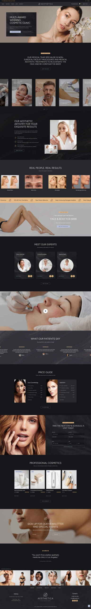 Главная страница темный вариант 2 - Aesthetica — Премиальный WordPress-сайт