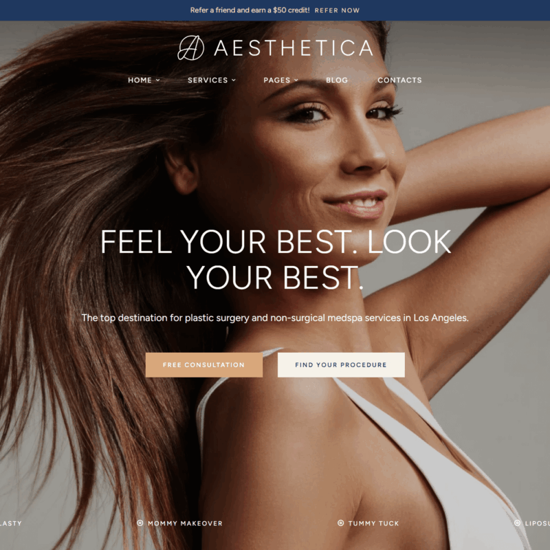 Aesthetica — Премиальный WordPress-сайт для клиник эстетической медицины и салонов красоты