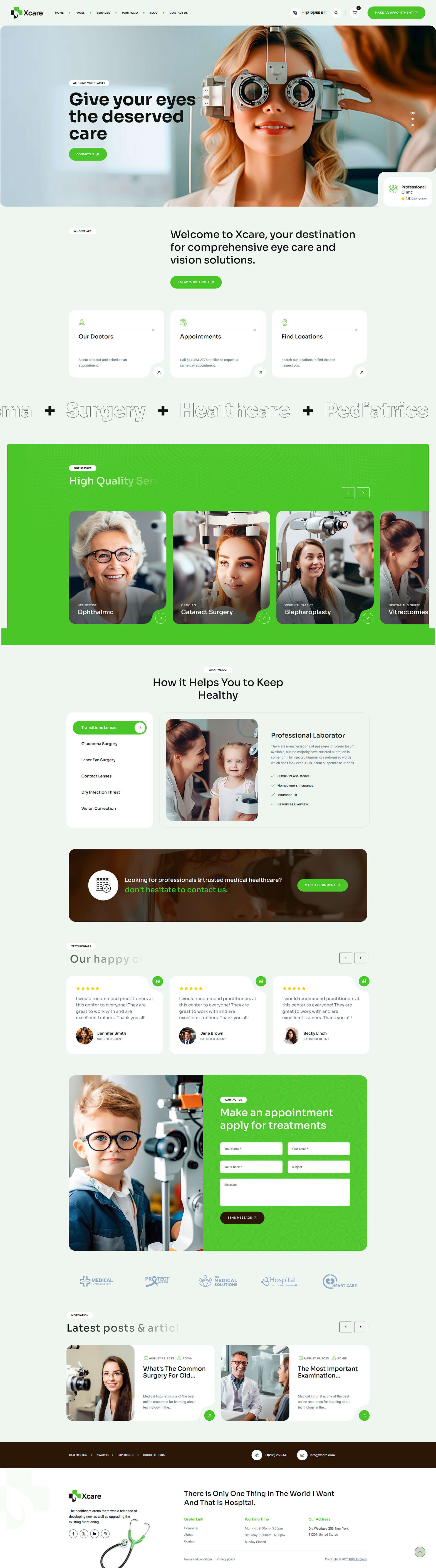 Главная страница сайта Medical One - для глазной клиники