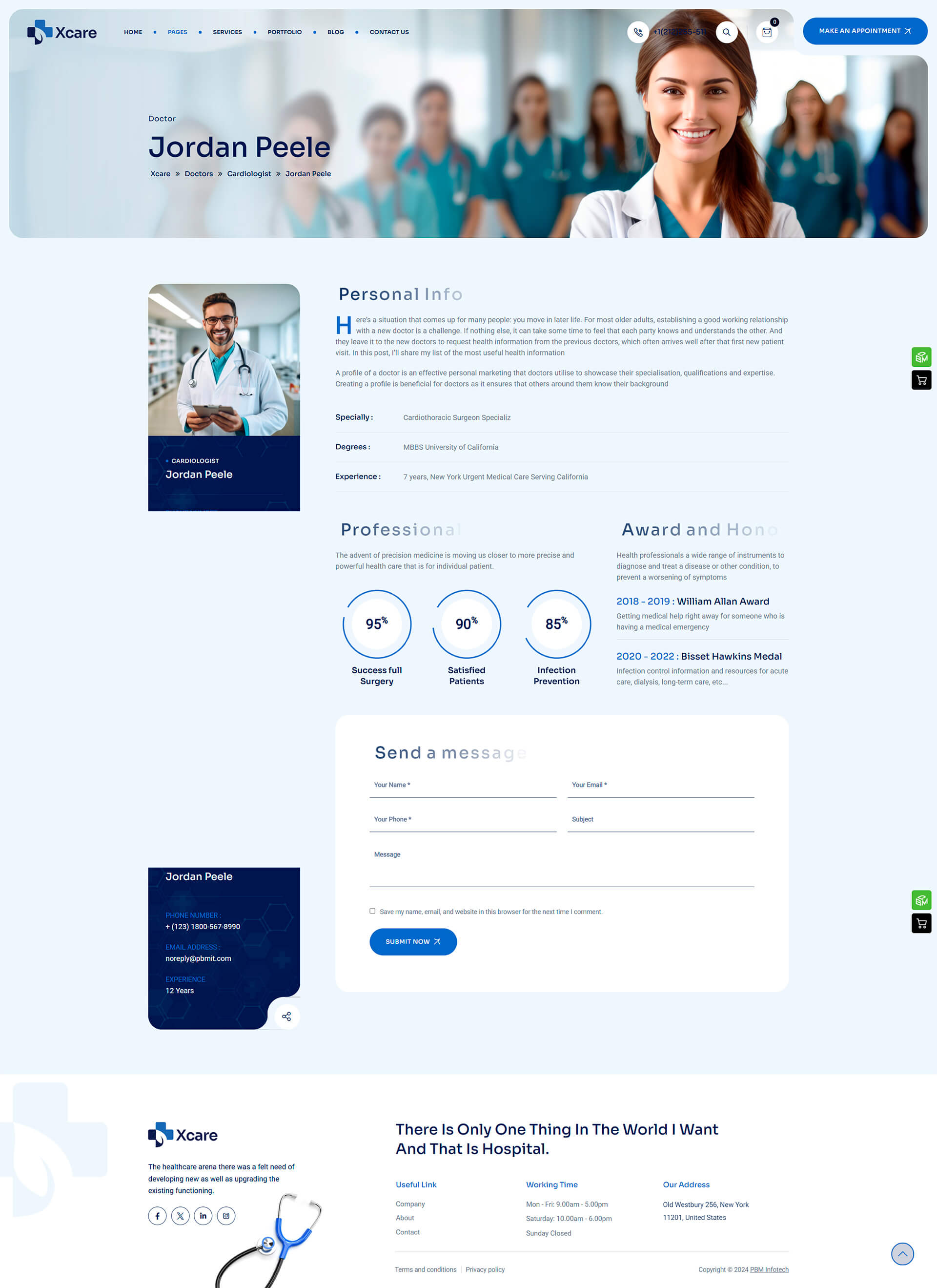 Страница сотрудника медцентра - шаблон Medical One