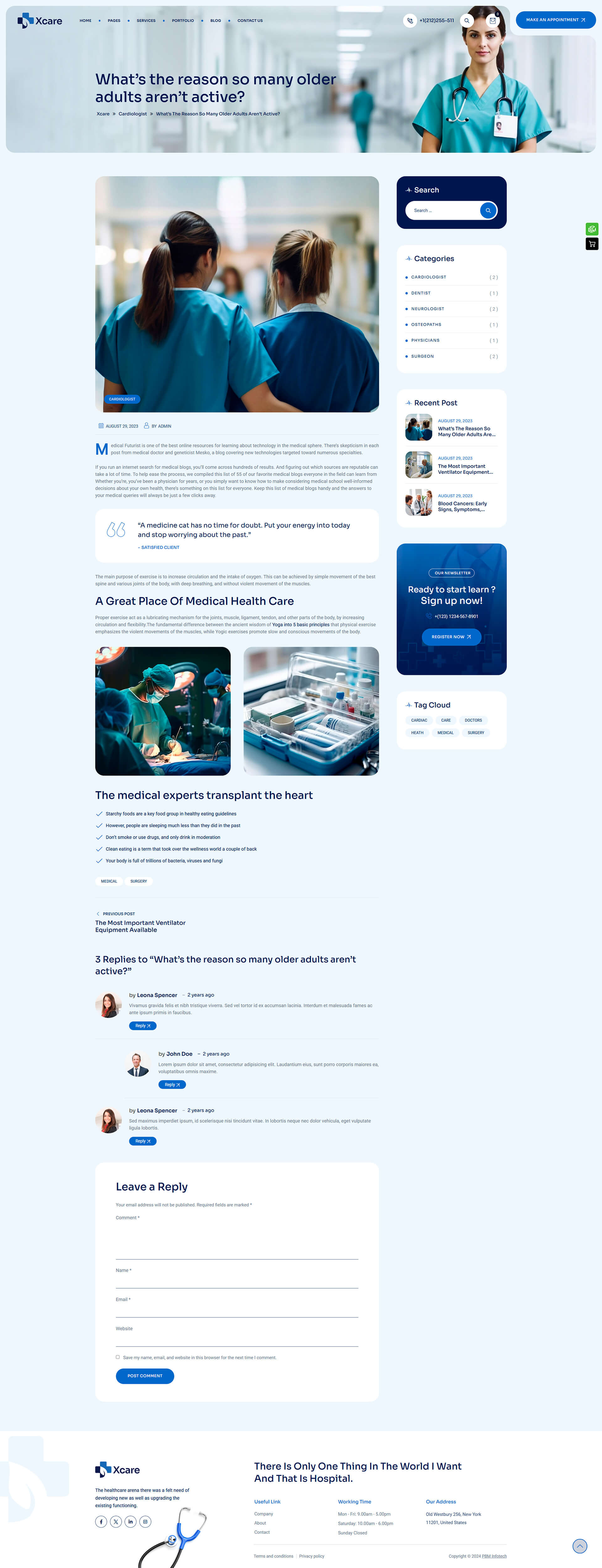 Статья в блоге - шаблон Medical One