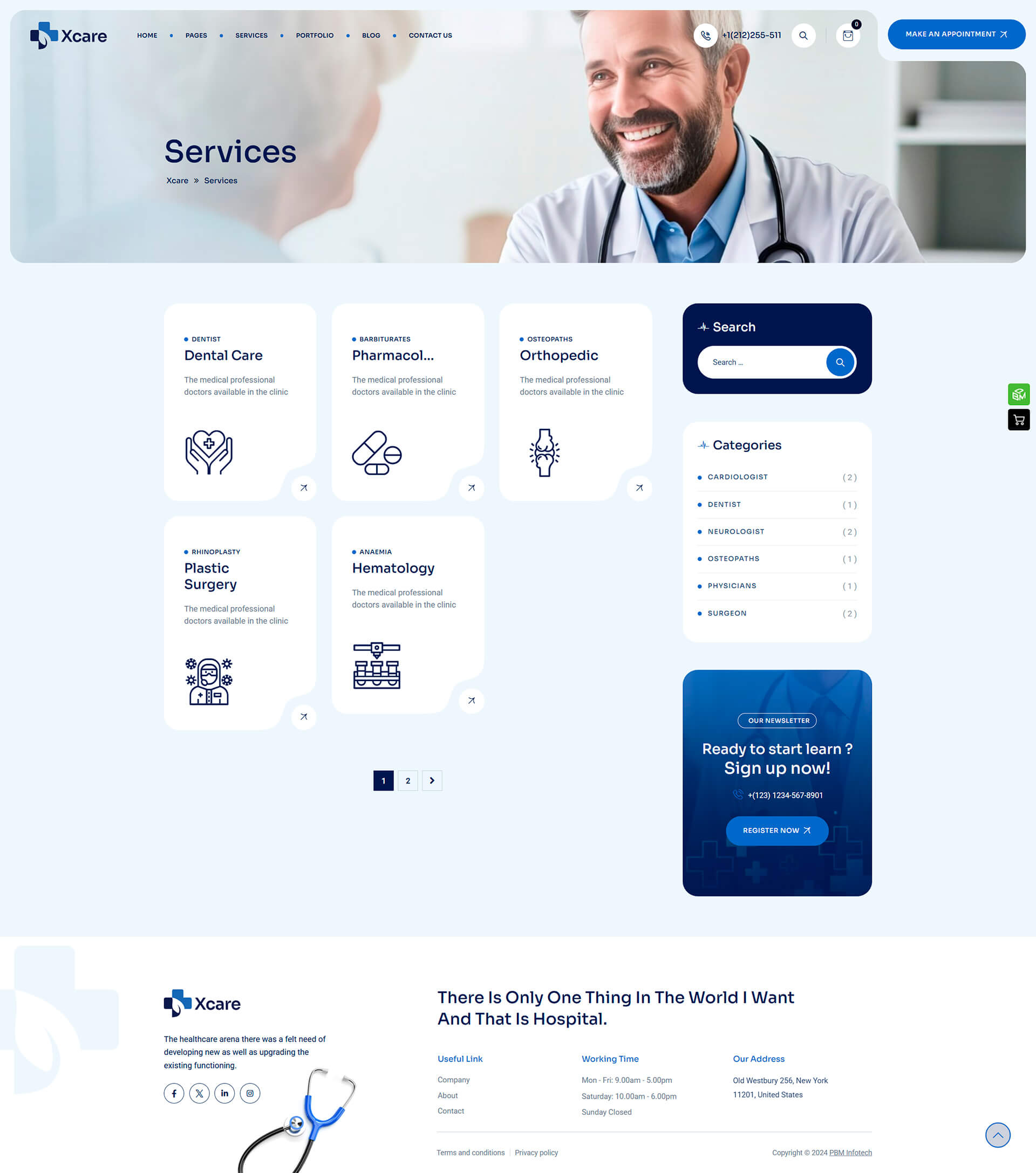 Страница направлений клиники - шаблон Medical One