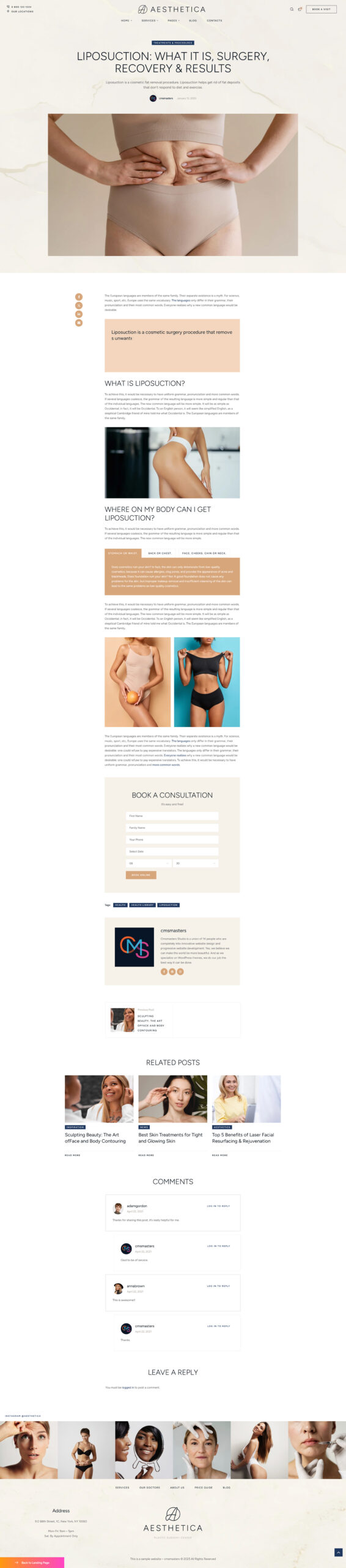 Страница публикации блога - Aesthetica — Премиальный WordPress-сайт