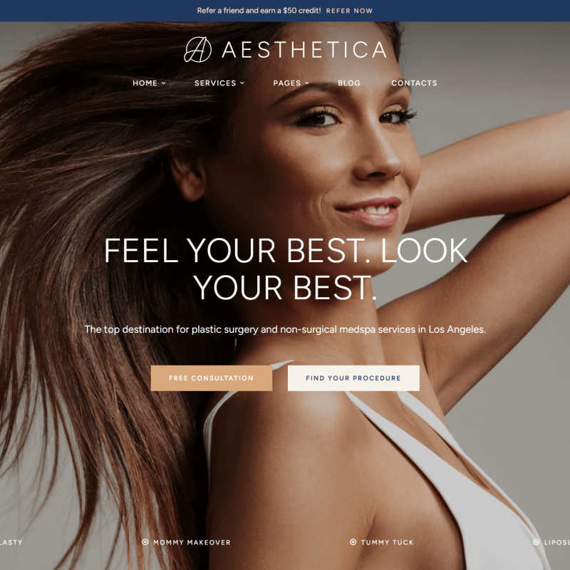 Aesthetica — Премиальный WordPress-сайт для клиник эстетической медицины и салонов красоты