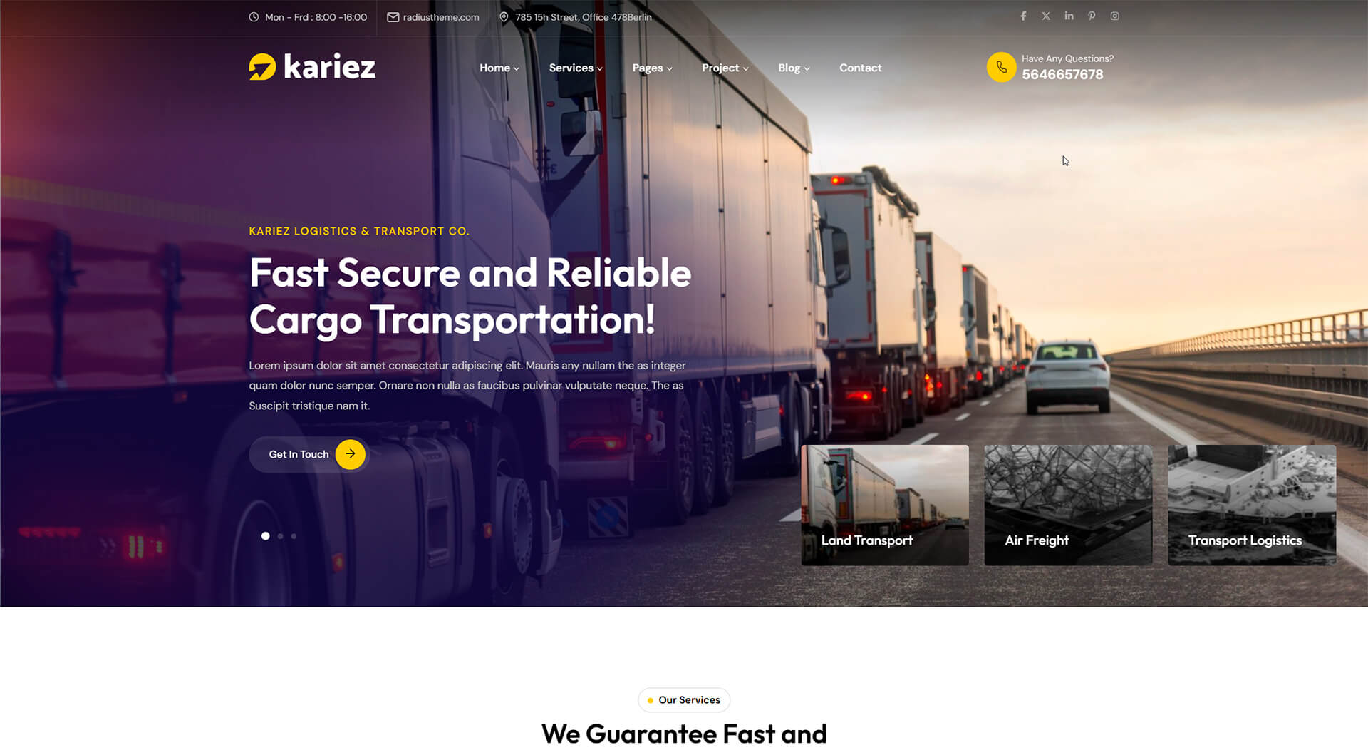 Logistik Two — готовый сайт для логистической компании