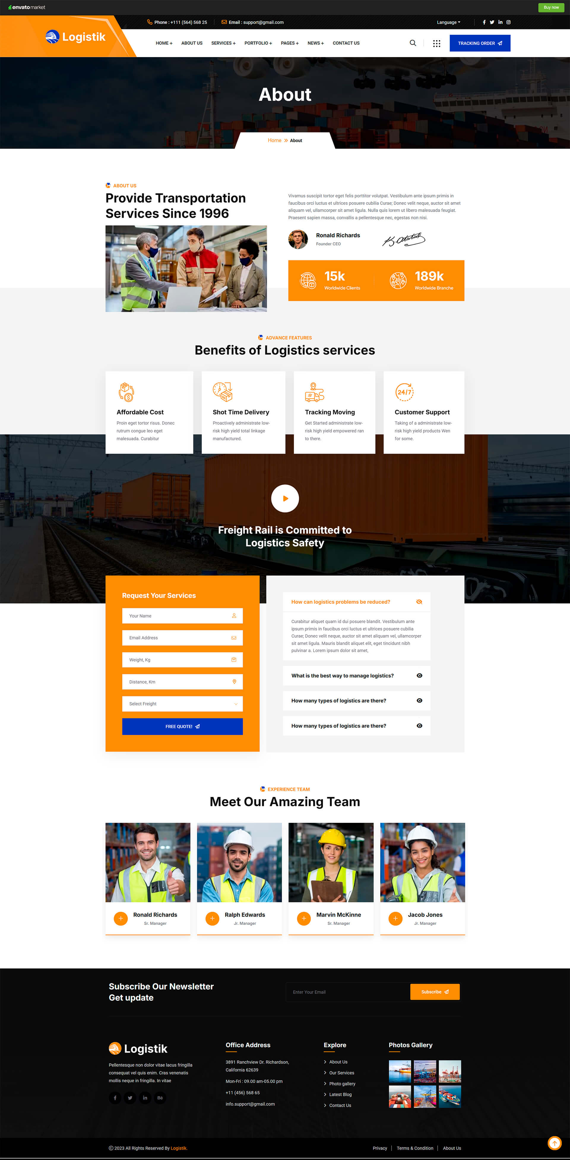 Logistik One — cовременный WordPress-сайт для компаний грузоперевозчиков - о компании