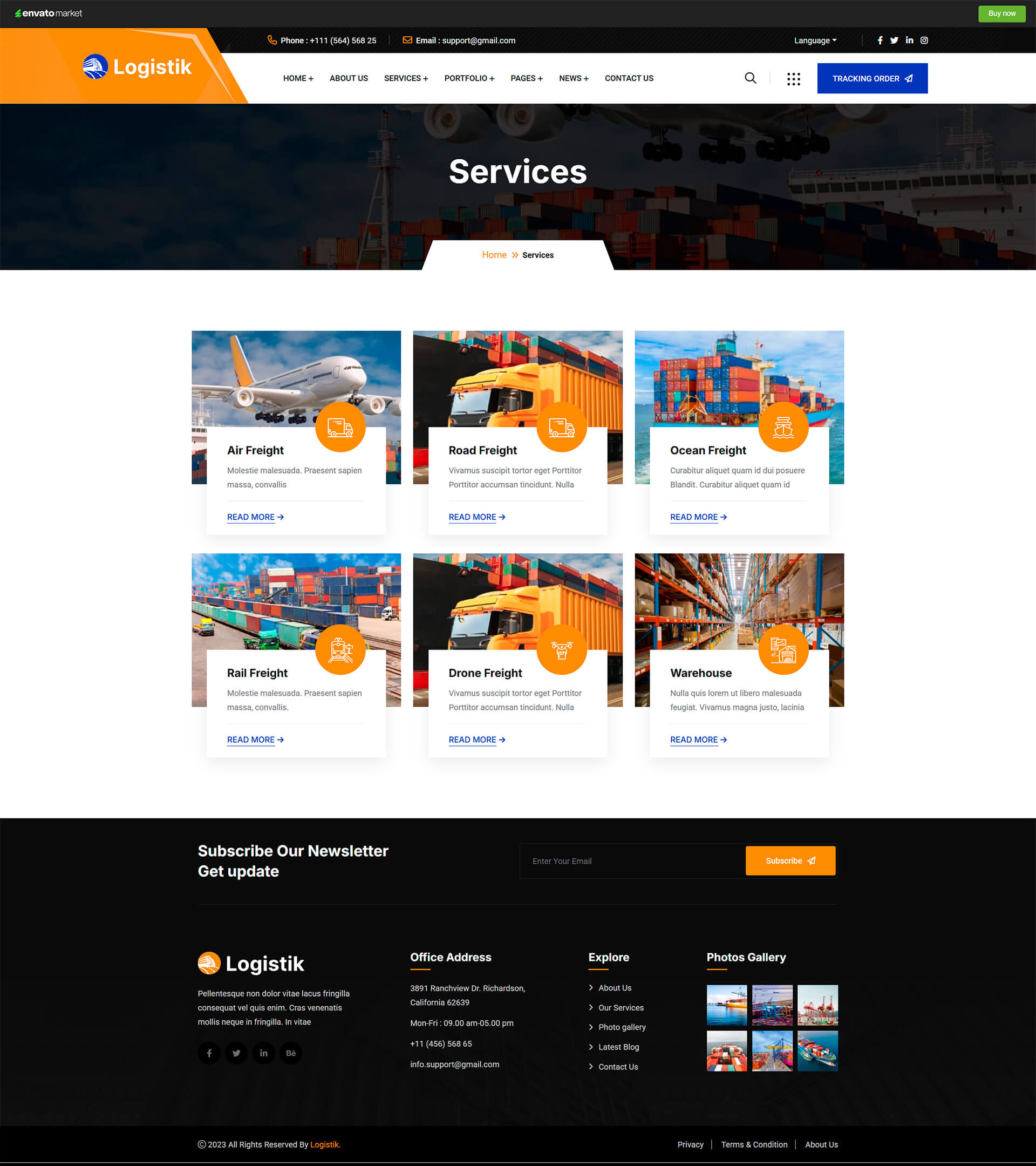 Logistik One — cовременный WordPress-сайт для компаний грузоперевозчиков - услуги
