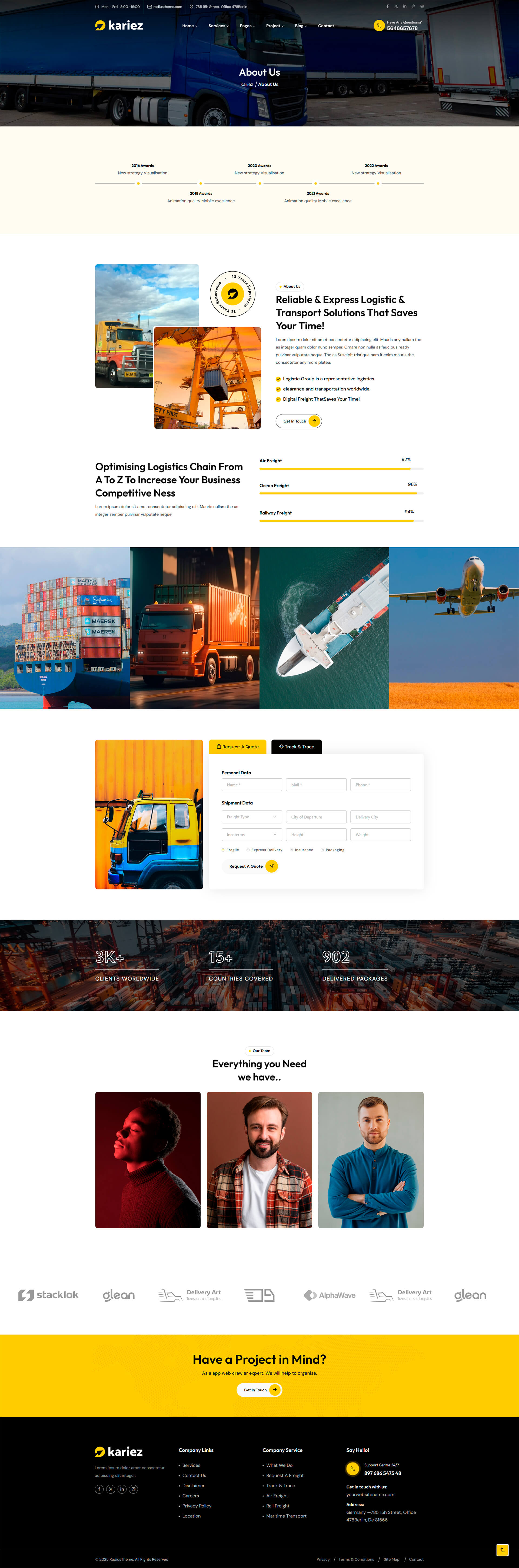 Logistik Two — готовый сайт для логистической компании - страница о компании