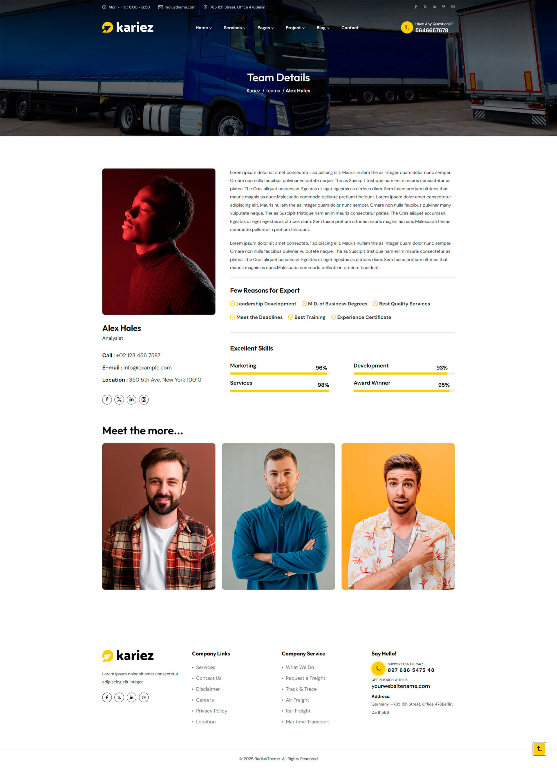 Logistik Two — готовый сайт для логистической компании - сотрудник