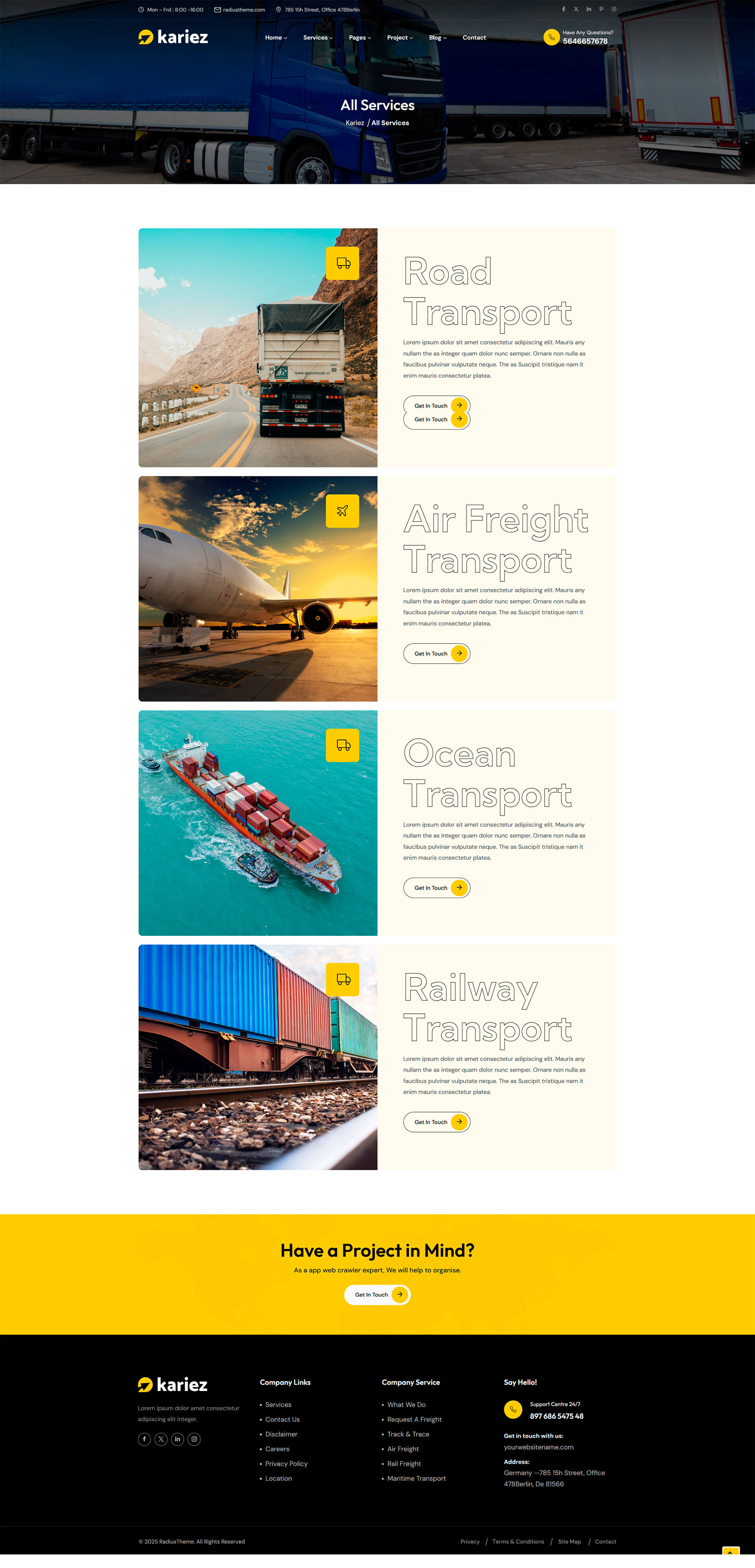 Logistik Two — готовый сайт для логистической компании - услуги